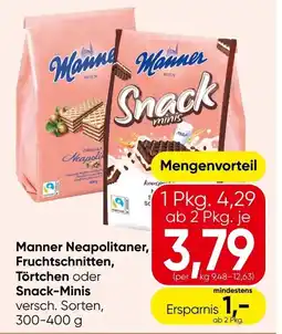 Spar Manner Neapolitaner, Fruchtschnitten, Törtchen oder Snack-Minis Angebot