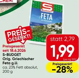 Spar S-budget orig. griechischer feta g.u. Angebot