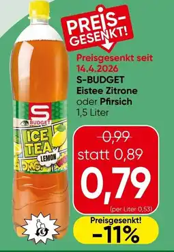 Spar S-BUDGET Eistee Zitrone oder Pfirsich Angebot
