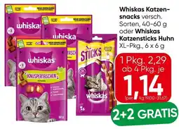 Spar Whiskas Katzen- snacks oder Whiskas Katzensticks Huhn Angebot