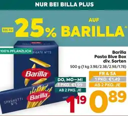 Billa Barilla Pasta Blue Box div. Sorten Angebot