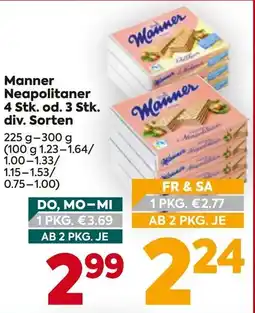 Billa Manner Neapolitaner 4 Stk. od. 3 Stk. div. Sorten Angebot