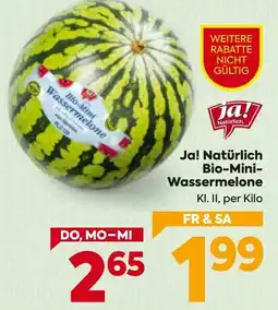Billa Ja! Natürlich Bio-Mini- Wassermelone Angebot