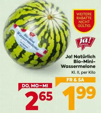 Billa Ja! Natürlich Bio-Mini- Wassermelone Angebot