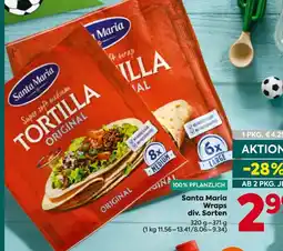 Billa Santa Maria Wraps div. Sorten Angebot