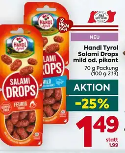 Billa Handl Tyrol Salami Drops mild od. pikant Angebot