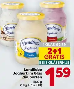 Billa Landliebe Joghurt im Glas div. Sorten Angebot