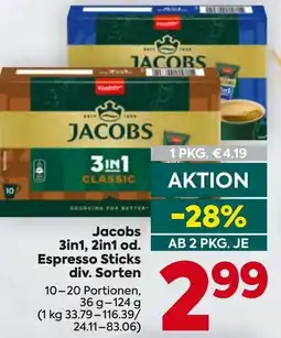 Billa Jacobs 3in1, 2in1 od. Espresso Sticks div. Sorten Angebot