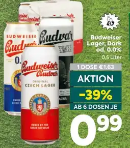 Billa Budweiser Lager, Dark od. 0.0% Angebot