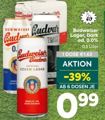 Billa Budweiser Lager, Dark od. 0.0% Angebot