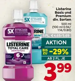 Billa Listerine Basis und Premium div. Sorten Angebot