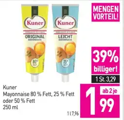 Sutterlüty Kuner Mayonnaise 80% Fett, 25% Fett oder 50% Fett Angebot