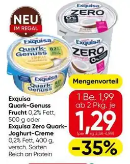 Eurospar Exquisa Quark-Genuss Frucht 0,2% Fett, 500 g oder Exquisa Zero Quark-Joghurt-Creme 0,2% Fett, 400 g Angebot