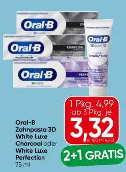 Eurospar Oral-B Zahnpasta 3D White Luxe Charcoal oder White Luxe Perfection Angebot