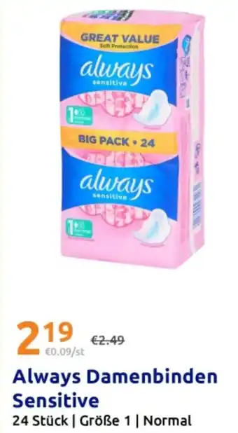 Action Always Damenbinden Sensitive Angebot