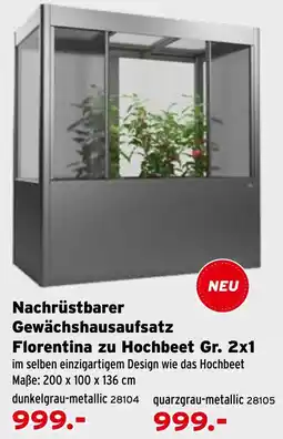 Salzburger Lagerhaus Nachrüstbarer Gewächshausaufsatz Florentina zu Hochbeet Gr. 2x1 Angebot