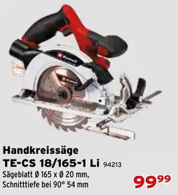 Salzburger Lagerhaus Handkreissäge TE-CS 18/165 Li Angebot
