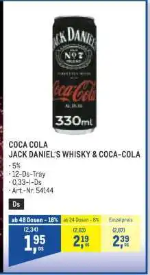 Metro COCA COLA JACK DANIEL‘S WHISKY & COCA-COLA Angebot
