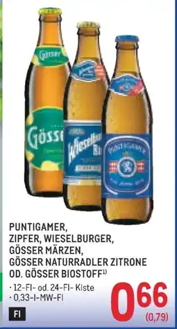 Metro Puntigamer, zipfer, wieselburger, gösser märzen, gösser naturradler zitrone od. gösser biostoff Angebot