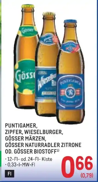 Puntigamer, zipfer, wieselburger, gösser märzen, gösser naturradler zitrone od. gösser biostoff