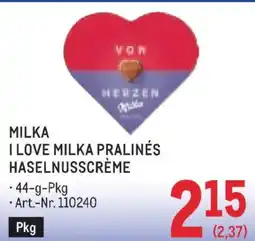 Metro Milka i love milka pralinės haselnusscrème Angebot