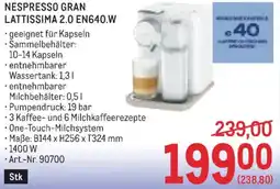 Metro Nespresso gran lattissima 2.0 en640.w Angebot