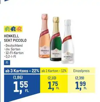 Metro Henkell Sekt Piccolo Angebot