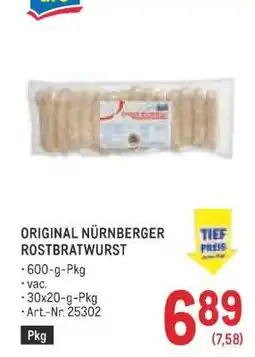 Metro ORIGINAL NÜRNBERGER ROSTBRATWURST Angebot