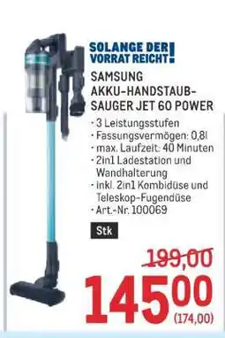 Metro SAMSUNG AKKU-HANDSTAUBSAUGER JET 60 POWER Angebot