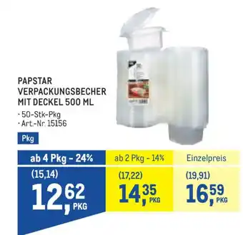 Metro Papstar verpackungsbecher mit deckel Angebot