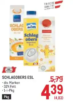 Metro Schlagobers esl Angebot