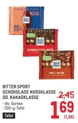 Metro Ritter sport schokolade nussklasse od. kakaoklasse Angebot