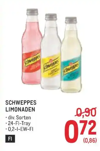 Metro Schweppes limonaden Angebot