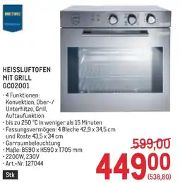 Metro Heissluftofen mit grill gc02001 Angebot