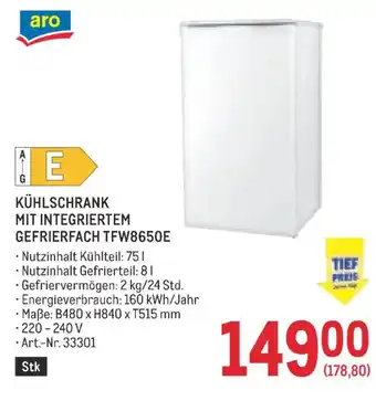 Metro Kühlschrank mit integriertem gefrierfach tfw8650e Angebot
