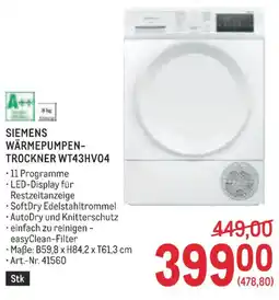 Metro Siemens wärmepumpen trockner wt43hv04 Angebot