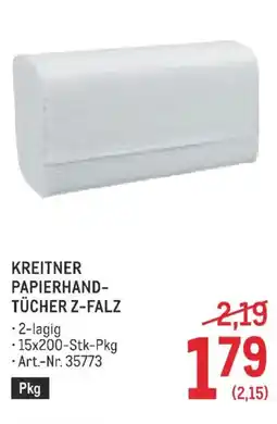 Metro Kreitner papierhand- tücher z-falz Angebot