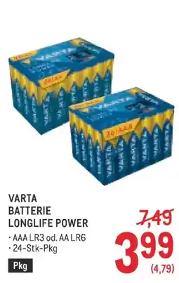 Metro Varta batterie longlife power Angebot