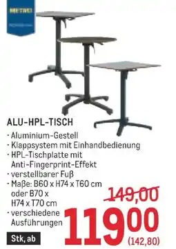 Metro Alu-hpl-tisch Angebot