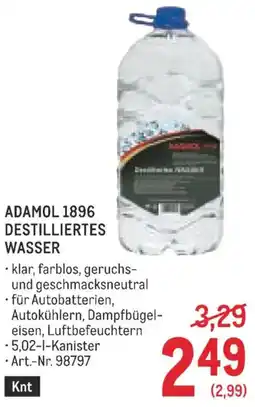 Metro Adamol 1896 destilliertes wasser Angebot