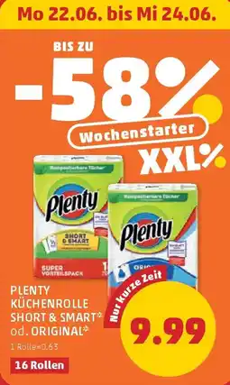 PENNY Plenty küchenrolle short & smart od. original Angebot