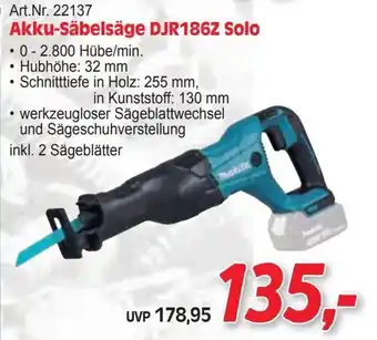 Zgonc Akku-Säbelsäge DJR186Z Solo Angebot