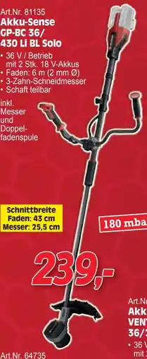 Zgonc Art.Nr. 81135 Akku-Sense GP-BC 36/ 430 Li BL Solo Angebot