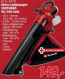 Zgonc Art.Nr. 60735 Akku-Laubsauger VENTURRO 36/240 Solo Angebot