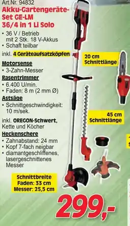Zgonc Art.Nr. 94832 Akku-Gartengeräte- Set GE-LM 36/4 in 1 Li Solo Angebot