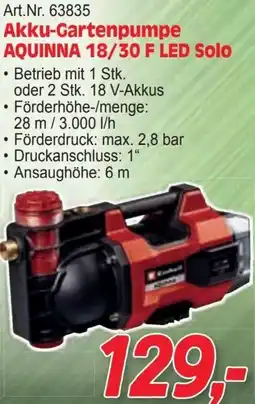 Zgonc Art.Nr. 63835 Akku-Gartenpumpe AQUINNA 18/30 F LED Solo Angebot