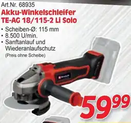 Zgonc Art.nr. 68935 akku-winkelschleifer te-ag 18/115-2 li solo Angebot