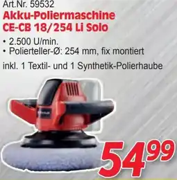 Zgonc Art.Nr. 59532 Akku-Poliermaschine CE-CB 18/254 Li Solo Angebot