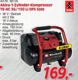Zgonc Art.nr. 88735 akku-1-zylinder-kompressor te-ac 36/150 li ofs solo Angebot