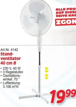 Zgonc Art.Nr. 4142 Stand- ventilator 40 cm Angebot